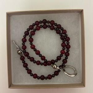 Chan Luu Red and Black Beaded Necklace with Silver Accent